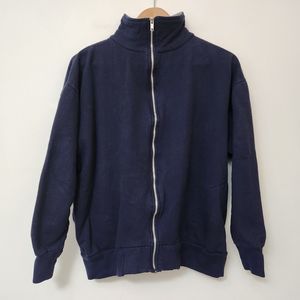 HIGHLAND Men's Navy Blue Full Zip Long Neck Sweatshirt Size M